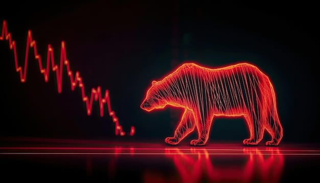 AI generated illustration of glowing trade chart to manage investments in bearish stock market