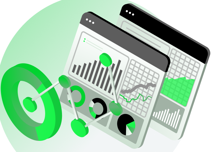 Digital charts and analytics dashboard for performance tracking