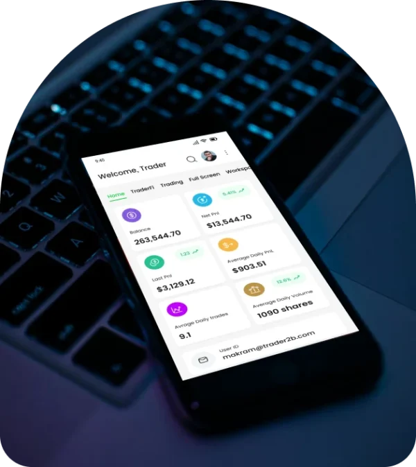 ToroChallenge app on a smartphone with a trading dashboard