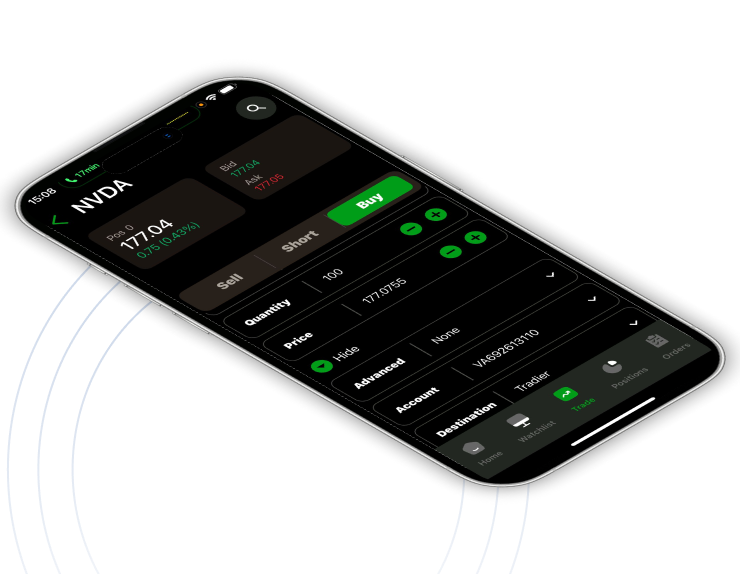 Monitor your open positions anywhere with live data and risk alerts