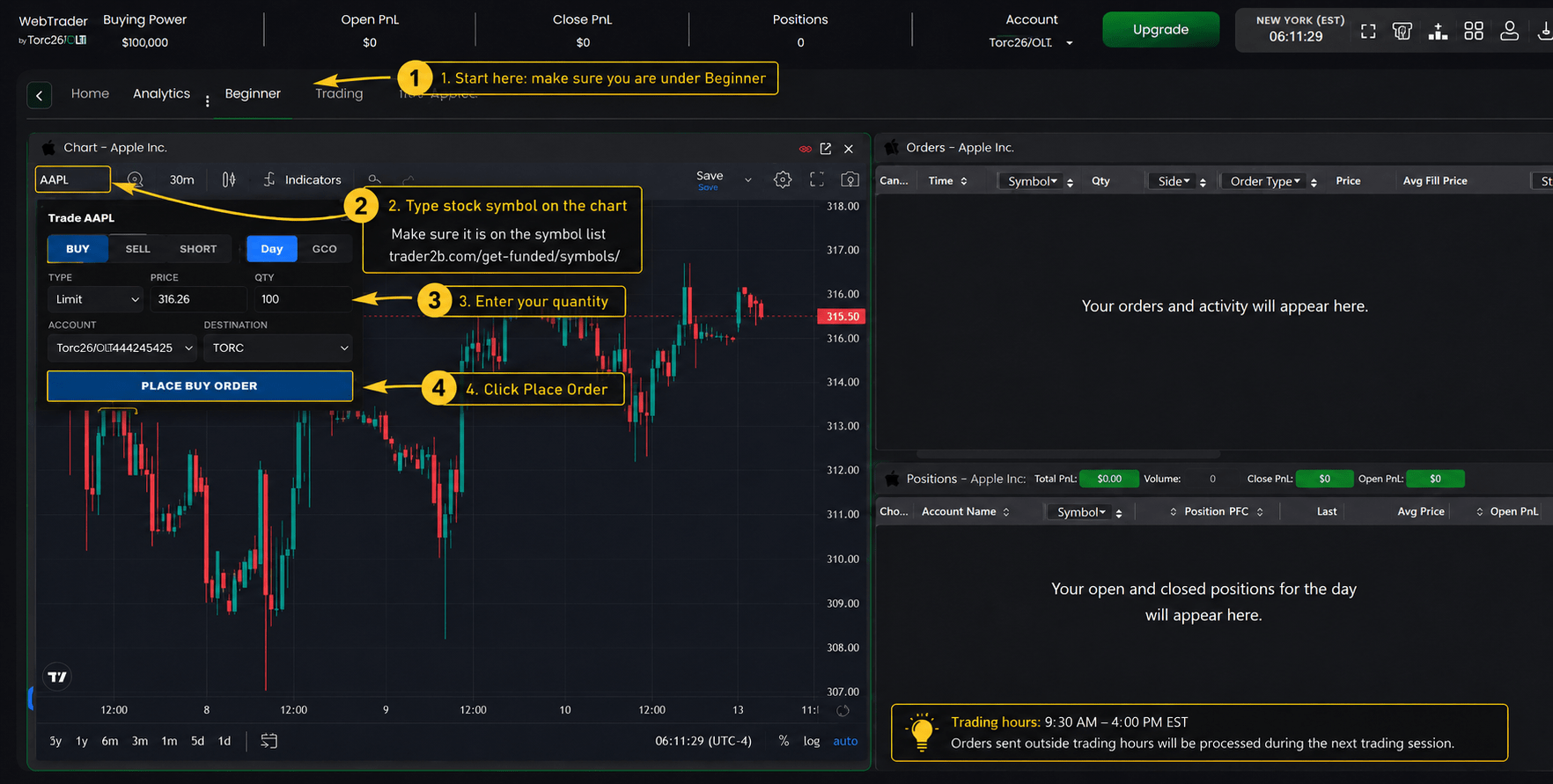 How to place trade 
